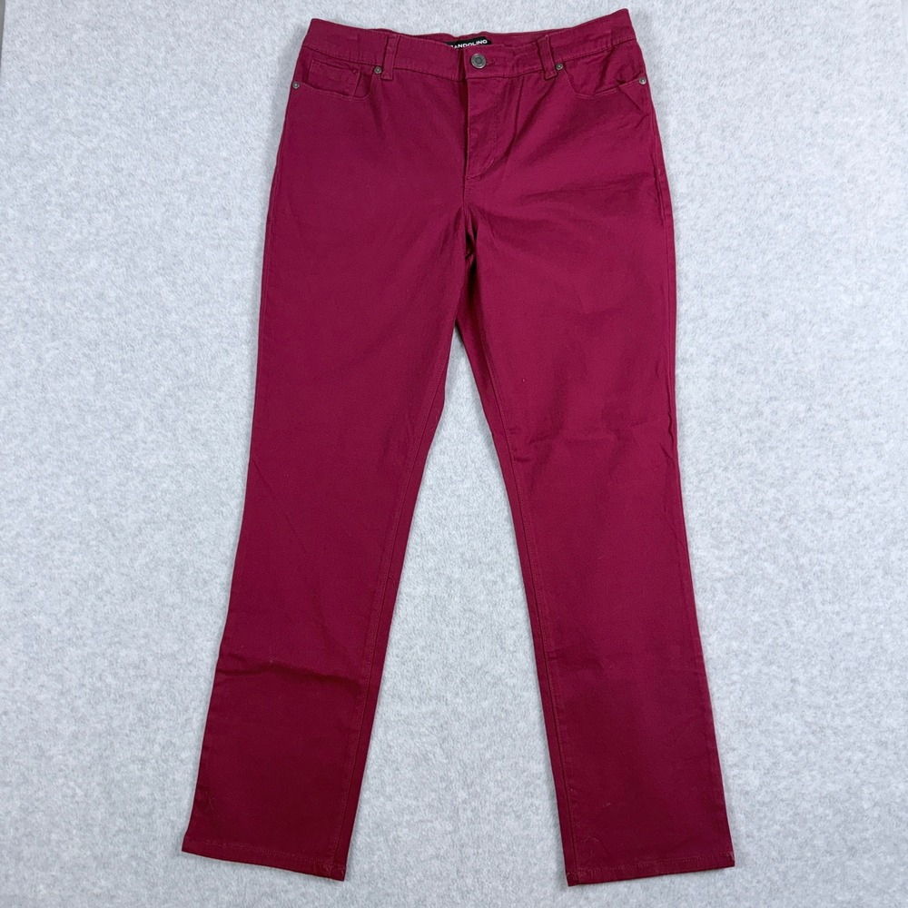 Bandolino Amy Straight Leg Pants Women 12 Burgundy New Slimming‎ Stretch
